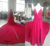 Longue robe de bal en mousseline de soie Aline tenue de soirée avec train et sexy Split Custom Made Gown253L