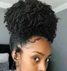 Pretty Girl's Jet Black 3C 4B Kinky Curly Afro Ponytail Mänskliga Hårförlängningar Clip Drawstring African American Pony Tail Hairpieces