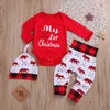 Clothing Sets Lovely Kids Baby Girl Boy My First Christmas Letter Romper Pant Hat Outfits Xmas Set Autumn