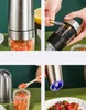 Gravity Electric Salt Pepper Grinder, Automatisk Mill Battery-Managed med justerbar grovhet, LED-ljus, köksredskap RRE10772