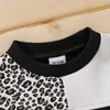 Primavera e outono 2 pcs bebê menino casual leopardo bebê sets algodão moda manga comprida roupa infantil roupas 210528