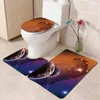 3 takım banyo halı mat ve klozet kapağı ile yıldızlı gökyüzü 50 * 80 cm wc kaymaz mat ve klozet kapağı banyo mat 210724