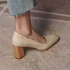 AllBineFo Kalın Topuk Doğal Hakiki Deri Domuz Derisi Astarı Kadın Topuklu Ayakkabı Moda Eğlence Yüksek Topuklu Kadın Yüksek Topuk Ayakkabı 210611
