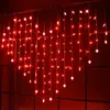 Decoraciones navideñas LED cadena de luces 220V blanco cálido luces en forma de corazón cuerdas boda amor cortina 6 colores