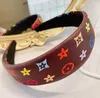 Headbands Fashion High Quality Leather Headband Women Luxury Brand Designer Mixed Color Wide-sided Striped Headband All-match Hair Accessories and Jewelry