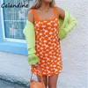 Celandine tricoté Summer Beach Casual Sweat Mini Sangle courte Robe florale Femmes Party Y2K 2021 Wrap Fashion Chic Robe moulante Y0603