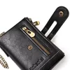 Wallets JINBAOLAI Mens Wallet Chain Retro Zipper Coin Purse ID Holder Leather Short Portefeuille Homme Men