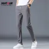 Summer Pants Mens Skinny Stretch Korean Casual Slacks Slim Fit Chino Elastic Waist Jogger Dress Trousers Male Thin 210707