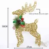 Christmas Ferro Rena Elk Led Light Com Pine Cones Decoração Dourado Prata Deer Lâmpada Shopping Ornaments Home Decor 211109