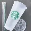 América del Norte Starbucks reutilizable de plástico de plástico frío con tapa y taza blanca de paja MLML Regalos de Navidad6h6b