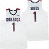 Jalen Suggs College Basketball Trikot 2 Drew Timme 24 Corey Kispert Gonzaga Herren Allgenähte weiße Größe S-XXXL Top Qualität