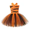 Tigre meninas tutu vestido vestido zoológico animal criança bebê menina fantasia performance festa de aniversário vestidos miúdos fios de halloween conjunto 210303