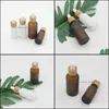 Şişe Paketleme Buzlu Amber Beyaz Cam Damla Şişe 15ml 30ml 50ml Bambu Kapak 1oz Ahşap Esansiyel Yağ