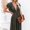 Sexy Boho Kleid Strand Cover Up Kaftan Frauen Lange Tragen Solide V-Ausschnitt Damen Urlaub Robe Plage Sarong Pareos 210722