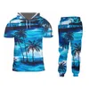 OGKB 3D Leisure Seaside Tracksuit Men 3D Print Coconut Tree Streetwear Plus Size Hoodies And Jogger Pants Sets Habiliment 201210