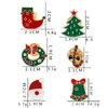 Cartoon Christmas Broscher Pins Söt Santa Claus Tree Jingle Bells Socks Donuts Candy Emal Pin Badges Brosch