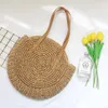 2022 women handbag summer new simple circular straw bag hand-woven woman shoulder bag sweet hollow crocheted beach bags304P