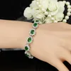BeaQueen Gorgeous Cubic Zircon Green Drop Earrings Necklace and Bracelet 3pcs Jewelry Set Wedding Bridal Dress Accessories JS057 H1022
