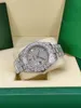 Luxury Men's Watch tredimensionell romersk bokstavlig Dial Silver Full Rhinestone rostfritt stål Automatisk datum221L