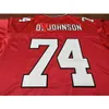 RARE 001 Rouge Calgary Stampaders # 74 Dwayne Johnson Real Broderie complète Jersey Taille S-4XL ou personnalisée N'importe quel nom de nom ou numéro de numéro