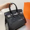 Bags Bag Large Capacity Package Tote Women Handbag Alligator Design Genuine Leather Shopping Shoulder Diamond Hardware Stamped Lock