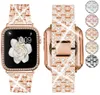 Роскошный бриллиант Rhinestone Bling Blapt для Bling для Apple Watch Band 38 мм 42 мм из нержавеющей стали металлический браслет для IWatch 5 6 SE 40 мм 44 мм