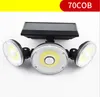 Solar Security Lights Motion Sensor Three Head 70LED 78LED 83COB Solar Panels Power Waterproof For Outdoor Garden Wall Street DHL