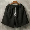 Sommer hochwertige Baumwolle Leinen Herren dünne Shorts klassischen Stil gerade lose elastische Taille leichte lässige Shorts 210531