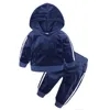 2021 enfants garçon et fille vêtements ensemble survêtement garçons velours hauts sweat à capuche hauts pantalon chaud décontracté coton 2 pièces tenue bébé vêtements ensembles