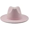 Chapéus de borda mesquinho simples mulheres homens larga cor sólida lã feltro vintage jazz estilo britânico fedora chapéu senhora festa panamá bonés gentry9260930