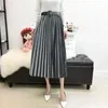 Jupes 2022 coréen noir bande élastique ceinture Maxi jupe velours plissé longues femmes automne hiver taille haute Midi