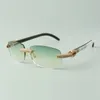 fashion micro-paved diamond sunglasses 3524026 with mixed buffalo horn temples personalized glasses, size: 56-18-140 mm