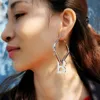 Stud luxury women's female's ladies' punk exaggerated DJ night club men square B drop earrings dangler studs eardrop