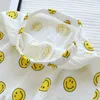 Summer Women's Style Cotton Gauze Short-sleeved Shorts Casual Pajamas Suit Crepe Smiley Thin Home Pygama Femme 210809