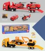 1:64 Mini Lichtmetalen Engineering Auto Truck Freewheeling Trailer Toy Child Car Model