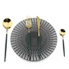 24PCS الفولاذ المقاوم للصدأ عشاء مجموعة المطبخ الأخضر الذهب السكاكين سكين شوكة ملعقة أطباق المائدة الحد الأدنى الفضة 211229