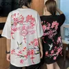 T-Shirts Hemden Japanische Vögel Kirschblüten Drucken T-Shirts Streetwear Harajuku Hip Hop Casual Baumwolle Kurzarm Tops 210602