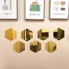 12 PCS / Set 3D Grand Hexagone Miroir Stickers muraux Restaurant Allée Auto-adhésif Carreaux de céramique Salle de bains Miroir décoratif Autocollants 211124