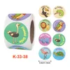 1.5inch 500pcs 다채로운 어린이 만화 레이블 스티커 코팅 종이 선물 인감 포장 레이블 아이들 롤링 포장 스티커