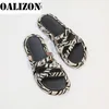 Frauen Flip Flops Hausschuhe gekreuzte offene Zehen flache Plattform gestreifte Sandale Schuhe Sommer Slides