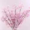 2021 5 cor de plástico seda artificial florescer flores decorativas para casamento diy pêssego flor de cereja ramo decorativo decorativo