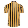 メンズカジュアルシャツRopa de Hombre 2021ヨーロッパアメリカンプラスサイズ春と秋の垂直縞模様のコットン半袖シャツ