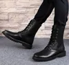 High Platform Mens Ankel Boots Äkta Läder Chunky Martins Boot för Man Punk Motorcykel Par Luxurys Skor
