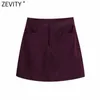 Zevidade mulheres zíper zíper voar bolsos corduroy uma saia de linha faldas mujer feminino moda chique vestido negócio saia qun715 210603