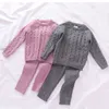 Ensembles de vêtements pour bébés filles enfants 2pcs hiver tricot pull pull + pantalon infantile garçons tricot survêtements tout-petits pyjamas pour enfants x0902