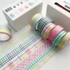 6 Pcs/Set 5m Vintage Black Washi Tape Grid Stripe Masking Tape Decorative Adhesive Tape Sticker Scrapbooking Diary Stationery 2016 JKXB2103