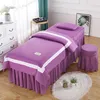 Set di biancheria da letto 4 pezzi Love Beauty Salon Set Biancheria da letto delicata sulla pelle Lenzuola Massaggio Spa Gonna da letto Coprisgabello Federa Copripiumino