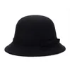 Epacket DHL ship Women's autumn and winter warm felt hat fashion elegant strip bow top hat DHLM010 Bell hat Cloches