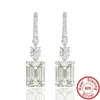 Boucles d'oreilles en diamant Moissanite taille émeraude 4ct, bijoux en argent Sterling 100% véritable 925, pour fête de mariage, goutte d'eau, pour femmes