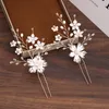 Koreaanse mode handgemaakte bloem crystal parels haarspelden haar kammen oorbellen sieraden sets voor vrouwen meisjes bruid bruiloft
